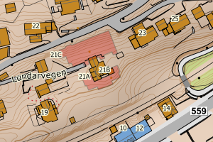 Kartbilde fra WMS-tjeneste av avviket