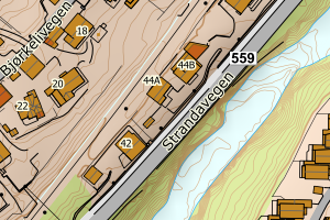 Kartbilde fra WMS-tjeneste av avviket