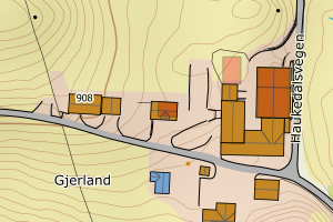 Kartbilde fra WMS-tjeneste av avviket