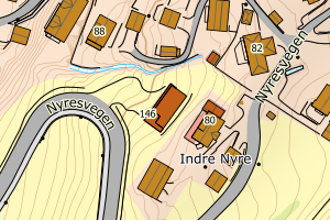 Kartbilde fra WMS-tjeneste av avviket