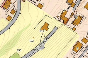 Kartbilde fra WMS-tjeneste av avviket