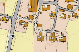 Kartbilde fra WMS-tjeneste av avviket