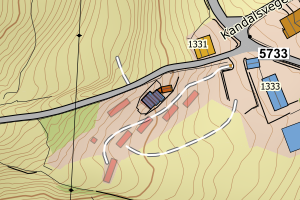 Kartbilde fra WMS-tjeneste av avviket