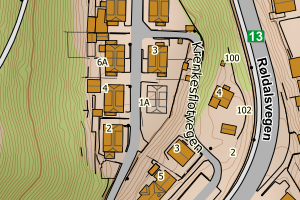 Kartbilde fra WMS-tjeneste av avviket