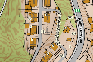 Kartbilde fra WMS-tjeneste av avviket