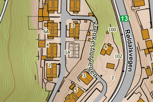 Kartbilde fra WMS-tjeneste av avviket