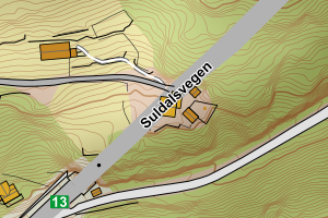 Kartbilde fra WMS-tjeneste av avviket