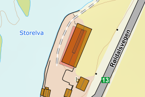Kartbilde fra WMS-tjeneste av avviket
