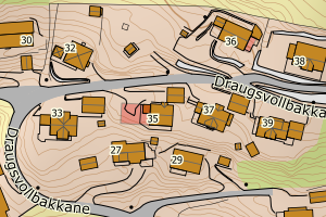 Kartbilde fra WMS-tjeneste av avviket