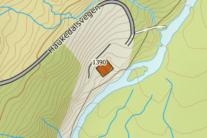 Kartbilde fra WMS-tjeneste av avviket