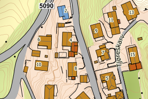 Kartbilde fra WMS-tjeneste av avviket