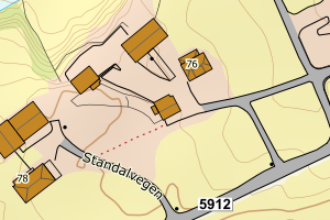 Kartbilde fra WMS-tjeneste av avviket