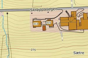 Kartbilde fra WMS-tjeneste av avviket