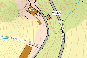 Kartbilde fra WMS-tjeneste av avviket