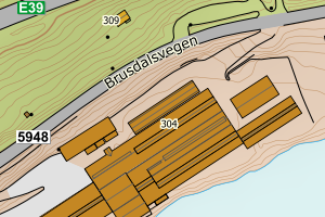 Kartbilde fra WMS-tjeneste av avviket