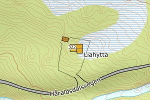 Kartbilde fra WMS-tjeneste av avviket