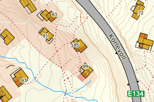 Kartbilde fra WMS-tjeneste av avviket