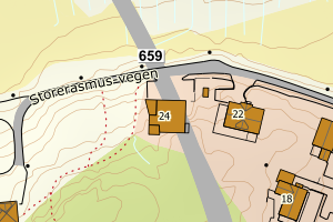 Kartbilde fra WMS-tjeneste av avviket