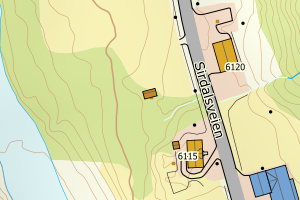 Kartbilde fra WMS-tjeneste av avviket