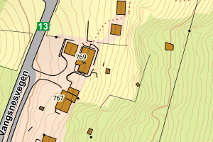 Kartbilde fra WMS-tjeneste av avviket