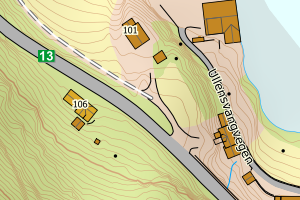 Kartbilde fra WMS-tjeneste av avviket