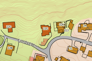 Kartbilde fra WMS-tjeneste av avviket