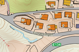Kartbilde fra WMS-tjeneste av avviket