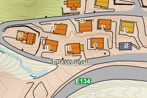 Kartbilde fra WMS-tjeneste av avviket