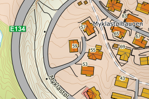 Kartbilde fra WMS-tjeneste av avviket
