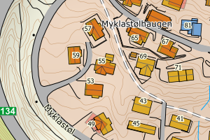 Kartbilde fra WMS-tjeneste av avviket
