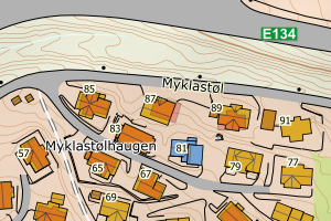 Kartbilde fra WMS-tjeneste av avviket