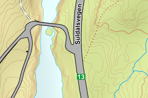 Kartbilde fra WMS-tjeneste av avviket