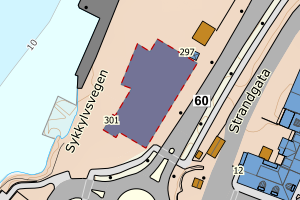 Kartbilde fra WMS-tjeneste av avviket