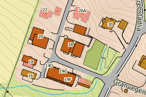 Kartbilde fra WMS-tjeneste av avviket