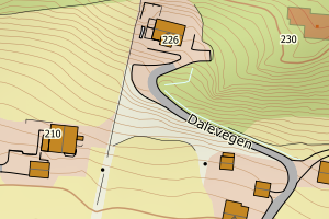 Kartbilde fra WMS-tjeneste av avviket