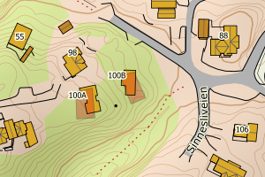 Kartbilde fra WMS-tjeneste av avviket