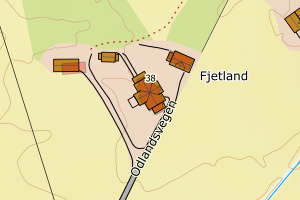 Kartbilde fra WMS-tjeneste av avviket