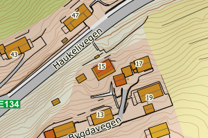 Kartbilde fra WMS-tjeneste av avviket