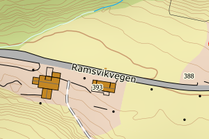 Kartbilde fra WMS-tjeneste av avviket