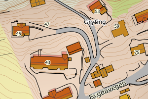 Kartbilde fra WMS-tjeneste av avviket