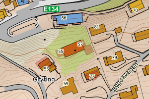 Kartbilde fra WMS-tjeneste av avviket