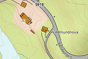 Kartbilde fra WMS-tjeneste av avviket