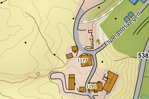 Kartbilde fra WMS-tjeneste av avviket