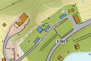 Kartbilde fra WMS-tjeneste av avviket