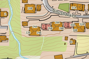 Kartbilde fra WMS-tjeneste av avviket