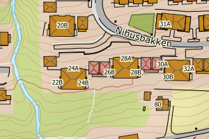 Kartbilde fra WMS-tjeneste av avviket