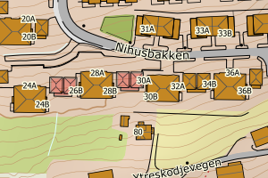 Kartbilde fra WMS-tjeneste av avviket