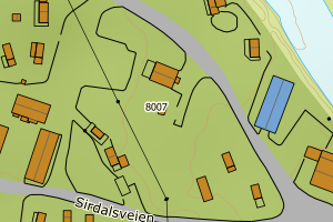 Kartbilde fra WMS-tjeneste av avviket