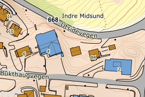 Kartbilde fra WMS-tjeneste av avviket