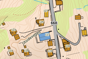 Kartbilde fra WMS-tjeneste av avviket